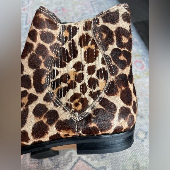 Rebecca Minkoff Women Maydsin Leopard Pointed Toe Calfskin Ankle Boots Size 7 - Picture 7 of 9